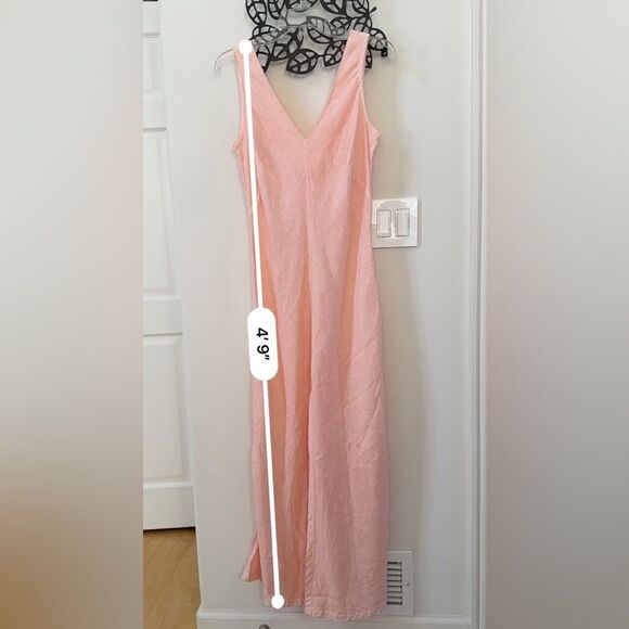 Haris Cotton V Neck Maxi Linen Dress in Warm Pink S NWOT - Picture 4 of 11
